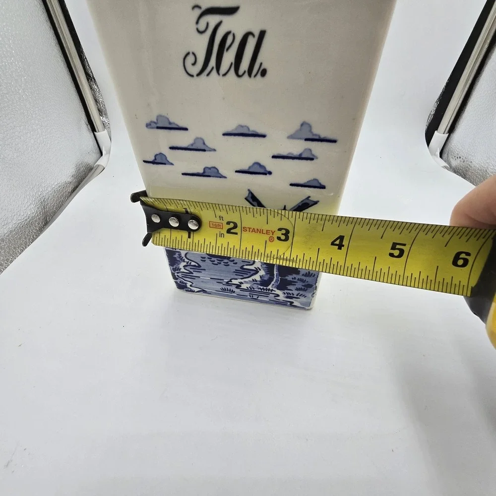 Vtg‎ TEA Blue White Delft Dutch Windmill Tea Canister 1940s Germany GUC With Lid